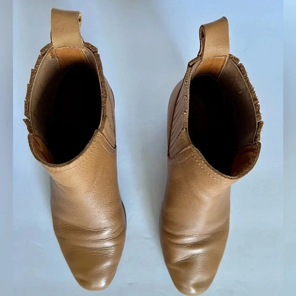 Lucky Brand Ilsse Tan Leather Ankle Booties Pull On Size 6.5 - Picture 7 of 11